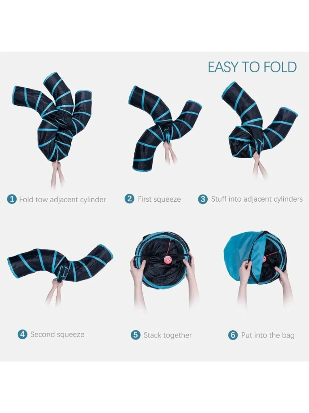 Large 5-Way Cat Tunnel with Play Ball - Collapsible Interactive Pet Tube for